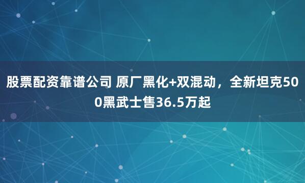 股票配资靠谱公司 原厂黑化+双混动，全新坦克500黑武士售36.5万起